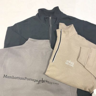 【Manhattan Portage/マンハッタンポーテージ】●別注●ハーフジップスウェット