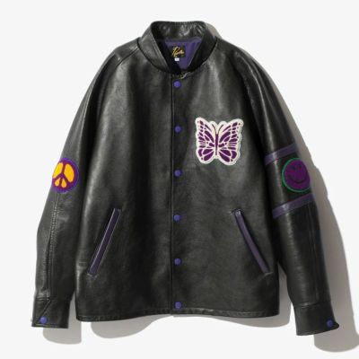 【NEEDLES/ニードルズ】LETTERMAN JACKET - COWHIDE LTHR・NS078(M・Lサイズ)