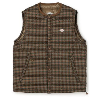 【DANTON/ダントン】CHECK PATTERN INNER DOWN CREWNECK VESRT・#DT-A0002 NNP