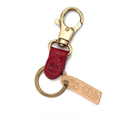 【IL BISONTE/イルビゾンテ】KEY LING クロコ型押しレザーキーホルダー・5402305350