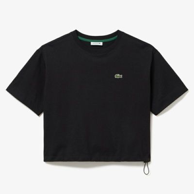 【LACOSTE/ラコステ】ウィメンズ 裾口ドローストリング入りクロップドシャツ・TF013J