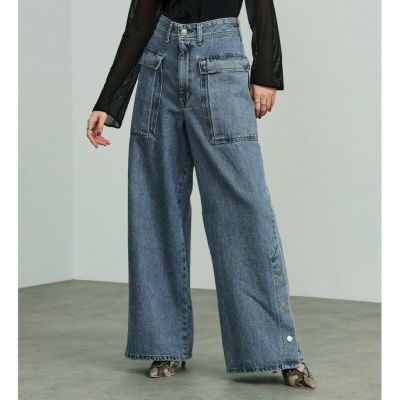 【atelier SOMETHING/アトリエサムシング】BIG POCKET SLIT WIDE(ビッグポケットスリットワイドデニムパンツ)・SA1015